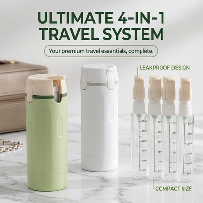 ✈️Ultimate 4-in-1 Travel Dispenser | TSA-Approved Leakproof Bottle Set