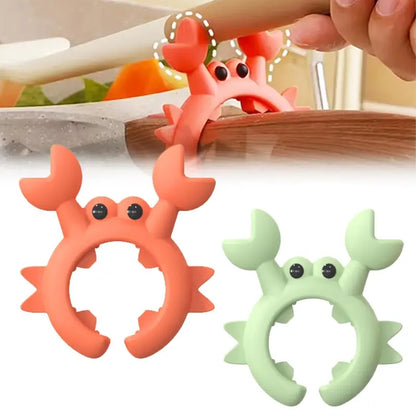 🦀Cute Crab Design Silicone Spatula Holders, 2.5in Mini Kitchen Heat-resistant Spatula Rack Spoon Rest Holder Steam Releaser, Cooking Accessory for Home Chefs, Cooking Accessories Gifts