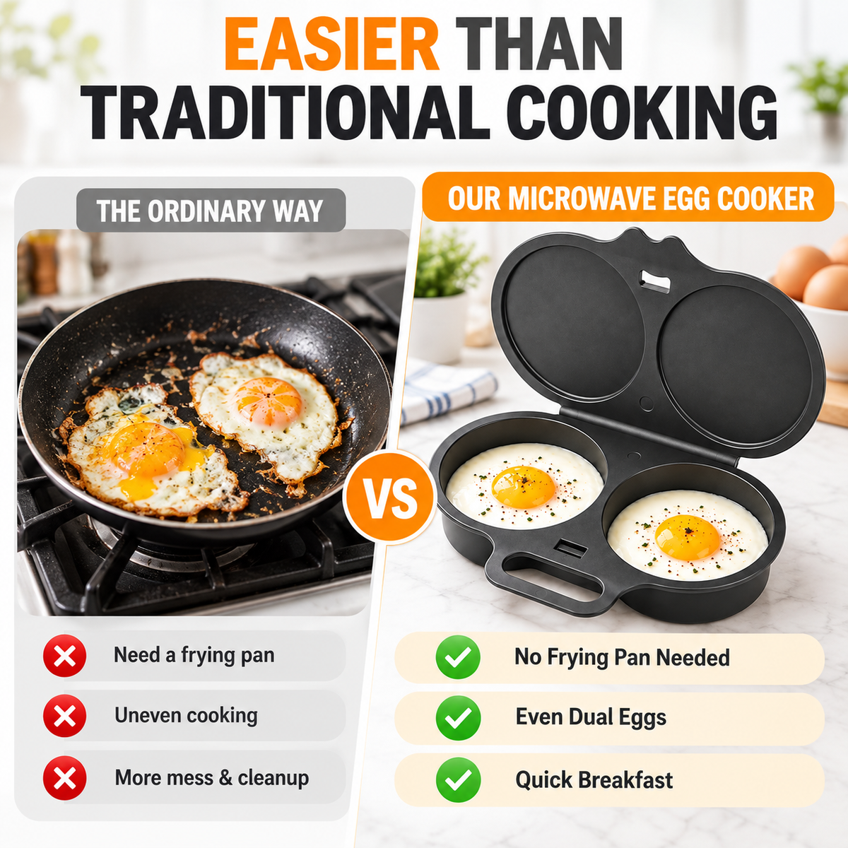 Food-Grade PP Microwave Egg Steamer – Dual-Cavity Egg Cooking Mold – Household Quick-Heating Egg Cooker – Kitchen Gadget