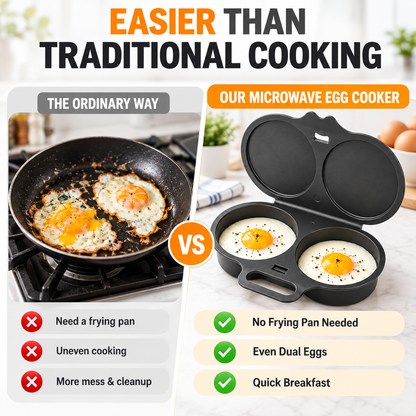 Food-Grade PP Microwave Egg Steamer – Dual-Cavity Egg Cooking Mold – Household Quick-Heating Egg Cooker – Kitchen Gadget