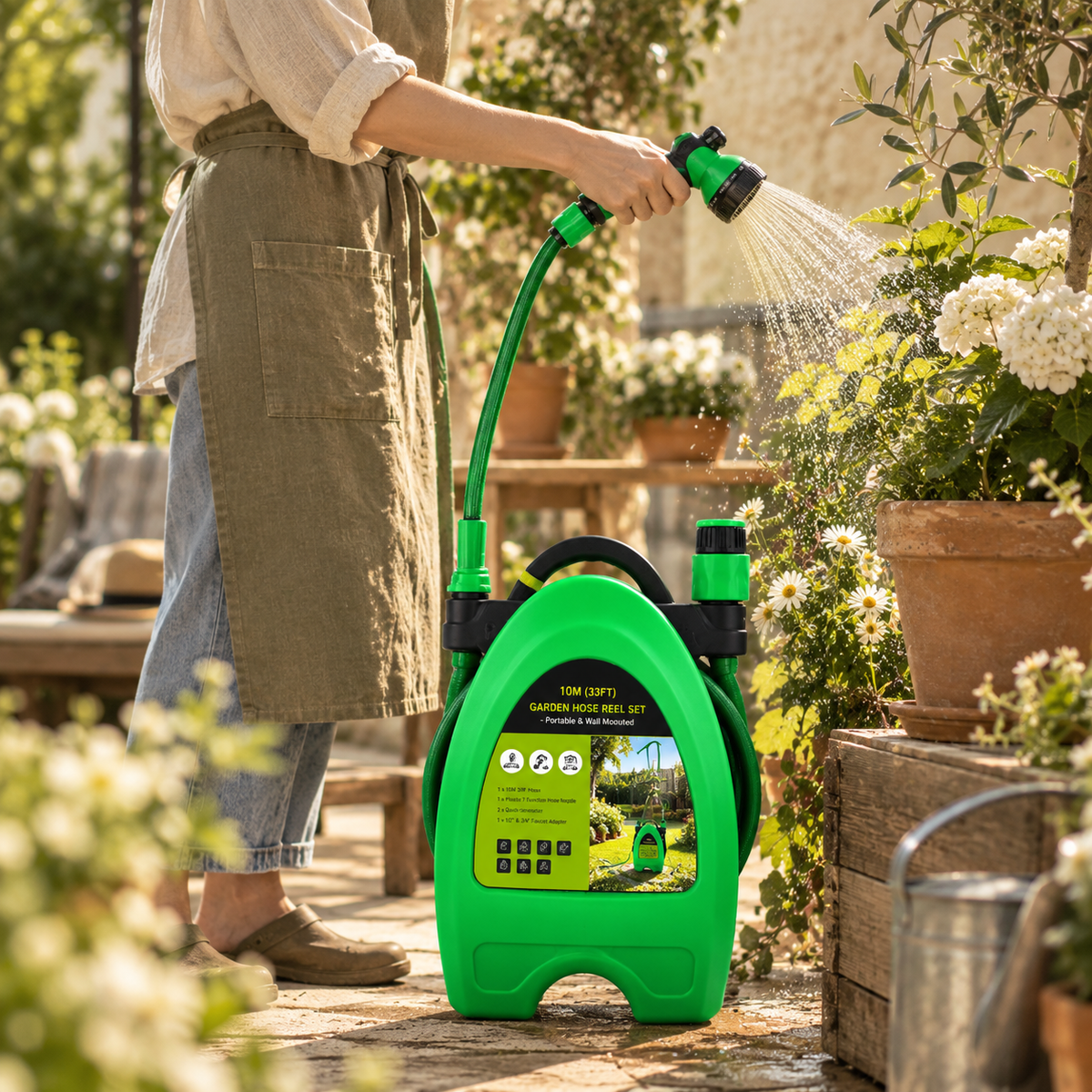 EasyReel 33FT Portable Garden Hose Reel Set