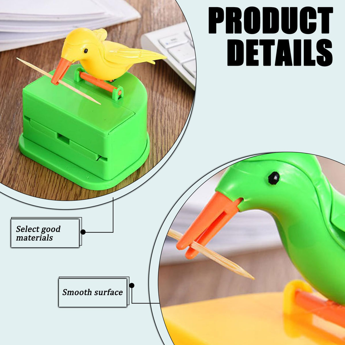 ✨Bird Toothpick Dispenser, Automatic Toothpick Holder with Cute Seagull Design, Hygienic Toothpick Container for Kitchen Table, Dining Room, Restaurant and Home Use