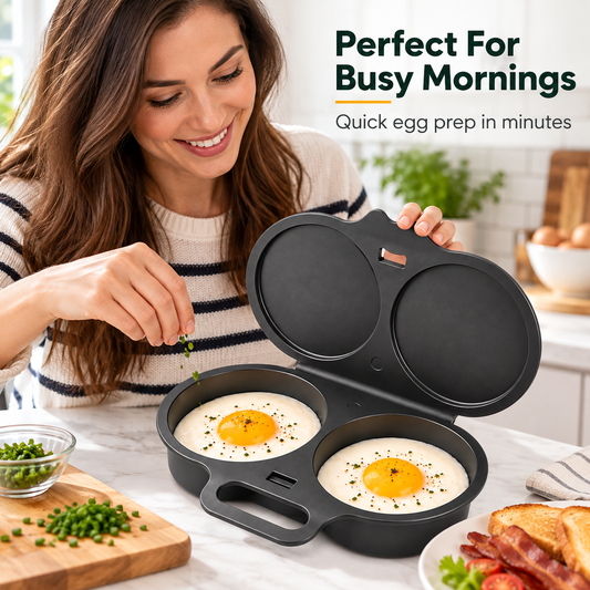 Food-Grade PP Microwave Egg Steamer – Dual-Cavity Egg Cooking Mold – Household Quick-Heating Egg Cooker – Kitchen Gadget