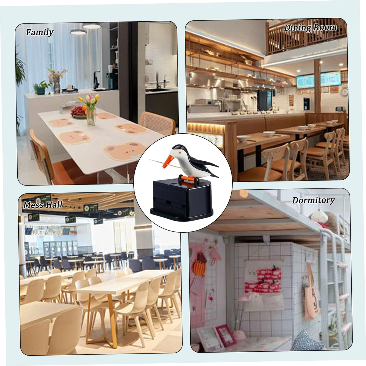 ✨Bird Toothpick Dispenser, Automatic Toothpick Holder with Cute Seagull Design, Hygienic Toothpick Container for Kitchen Table, Dining Room, Restaurant and Home Use