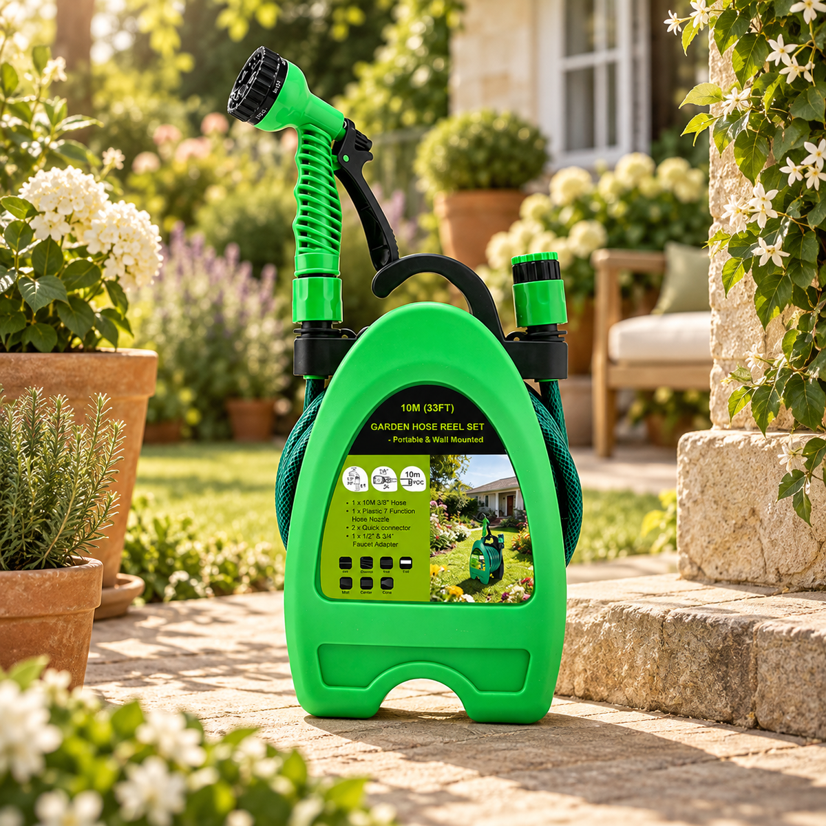 EasyReel 33FT Portable Garden Hose Reel Set