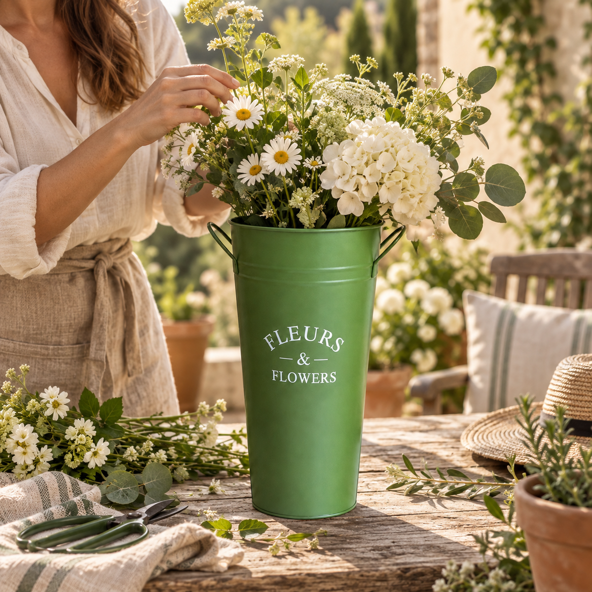 TallBloom Vintage Metal Flower Bucket