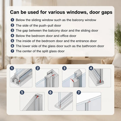 Self-Adhesive Clear Silicone Seal Strip, Flexible Door Window Weather Stripping, Windproof Waterproof Door Bottom Gap Sealer for Bathroom, Shower, Glass Doors & Windows