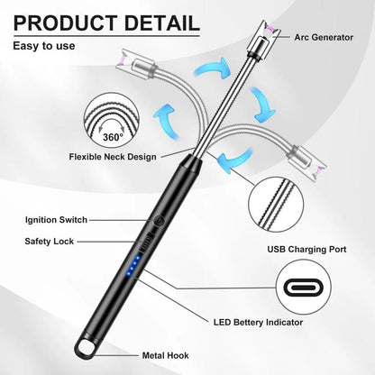 🕯️USB-C Rechargeable Flexible Arc Lighter