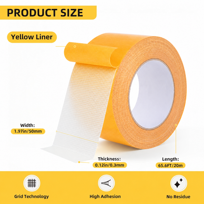 ⚡ Heavy-Duty Double-Sided Duct Tape, Strong Adhesive, Waterproof, Removable, No Residue, Ideal for Carpet, Wallpaper, Home Use