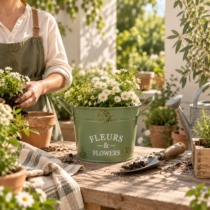 BloomBucket Vintage Metal Flower Planter